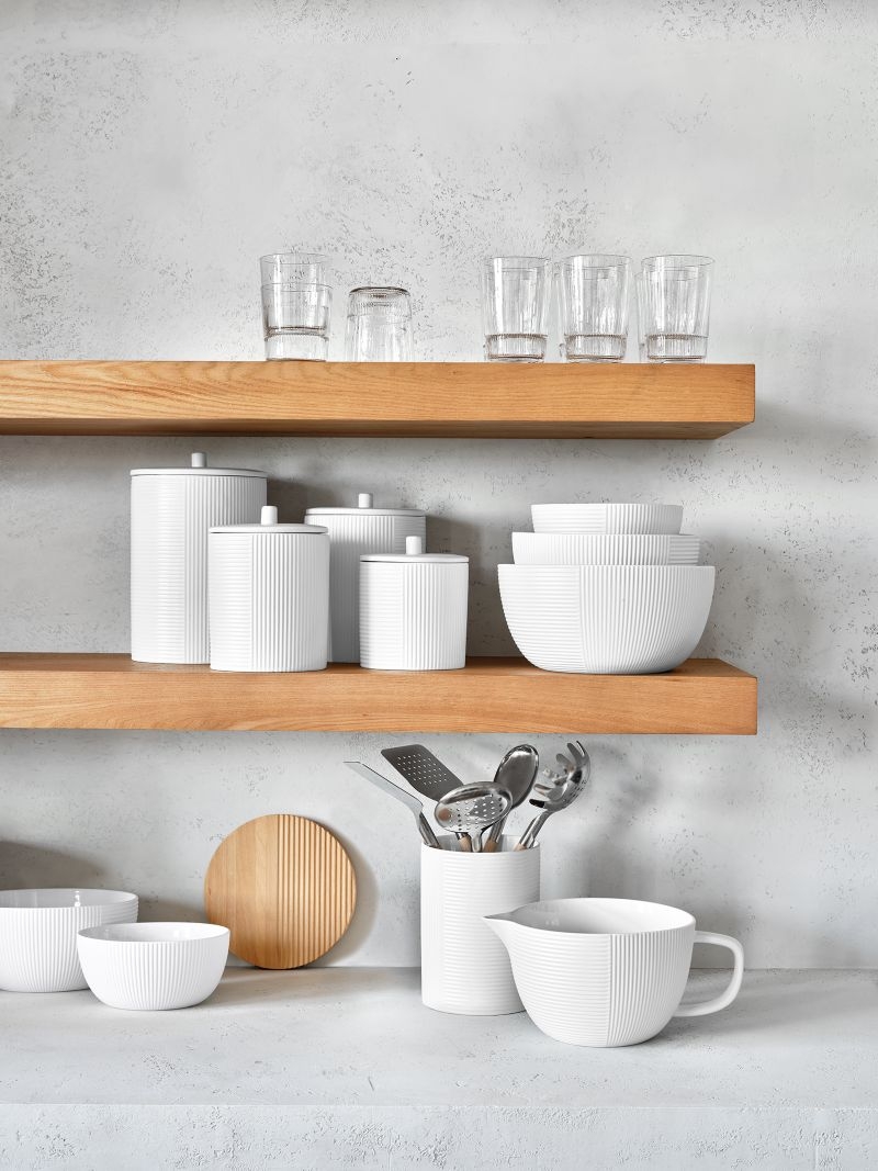 Crate & Barrel Hanno Textured Ceramic Canister Set - Image 1