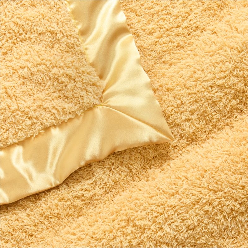 Satin Trim Luminous Yellow Plush Baby Stroller Blanket - Image 3