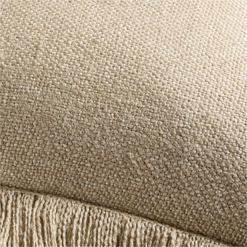 Casual Textured Fringe 23x23 Flax Taupe Throw Pillow Cover - Image 6