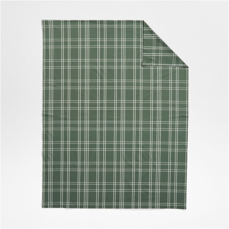 Stax Pine Green Organic Cotton Kids Twin Duvet Cover - Image 1