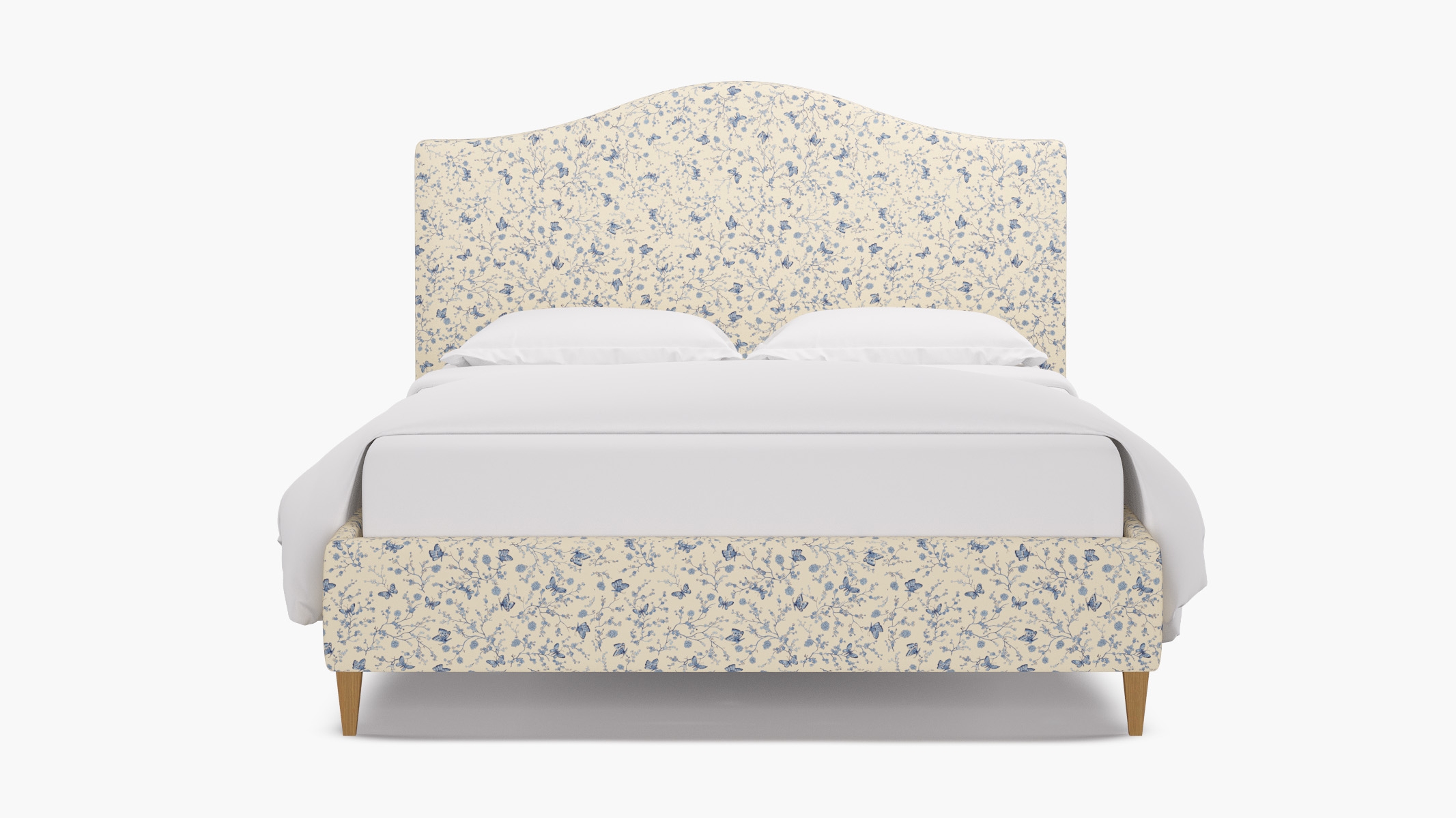 Camelback Bed, Delft Mariposa, Natural Square Tapered Leg, Twin - Image 0