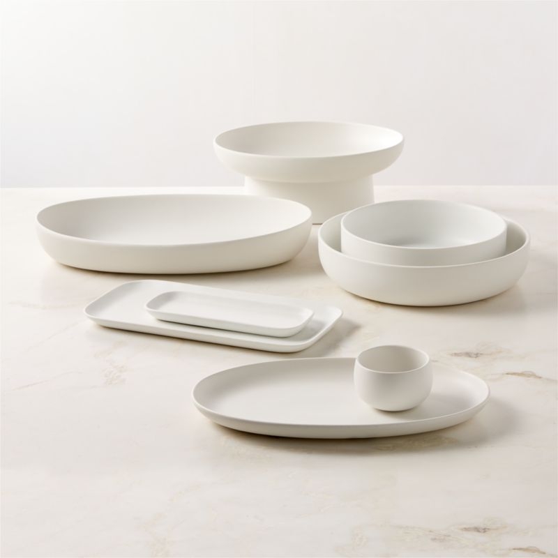 Mori Matte White Low Serving Bowl - Image 3