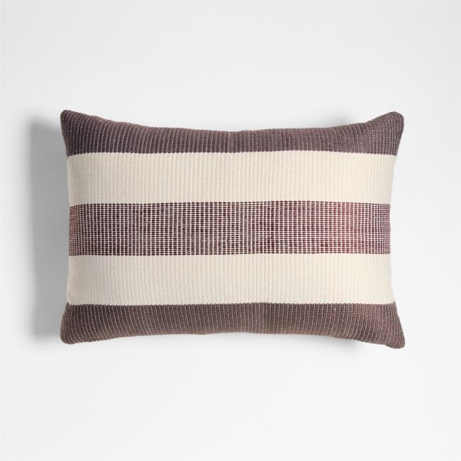 Tonal Textured Stripes 22x15 Chestnut Red Indoor/Outdoor Throw Pillow - Image 0