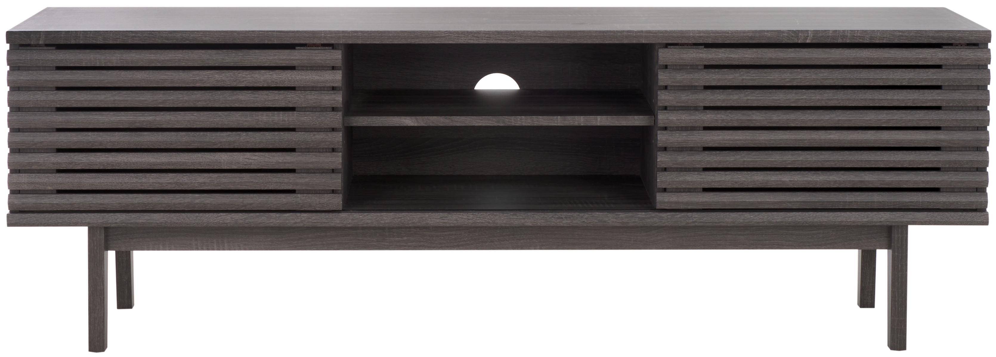 Aricia Large 2 Door Media Stand - Distressed Black - Safavieh - Image 0