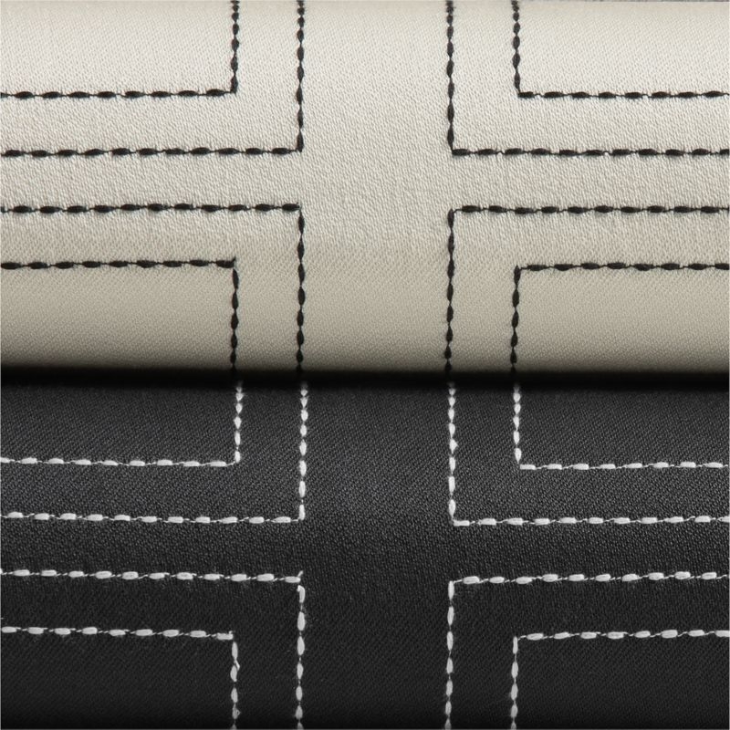 Embroidered Craftsman Ivory/Midnight Navy Organic Cotton Sateen Window Curtain Panel 52"x120" - Image 4