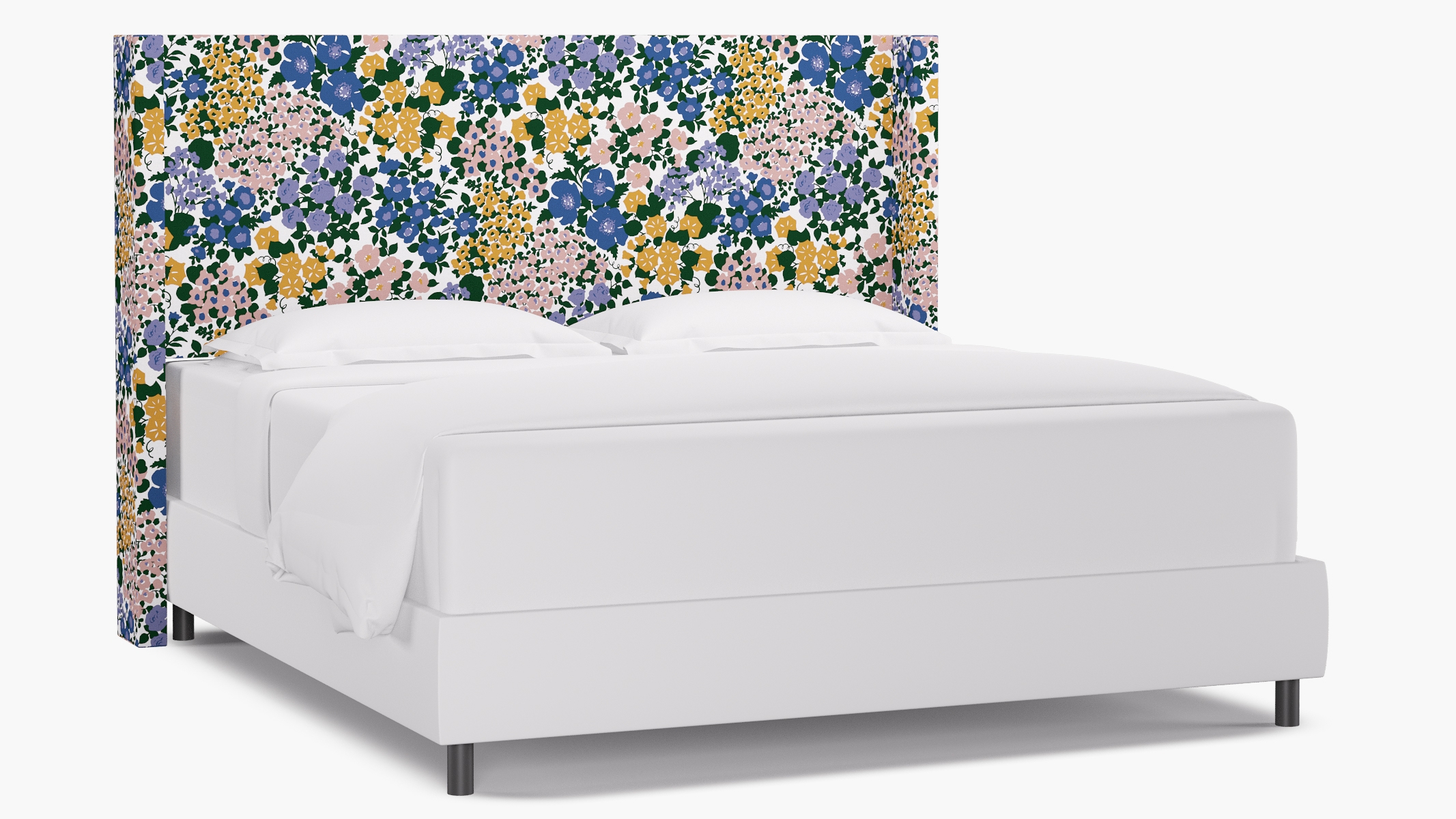 Modern Wingback Headboard, Lavender Million Flowers, King - Image 0