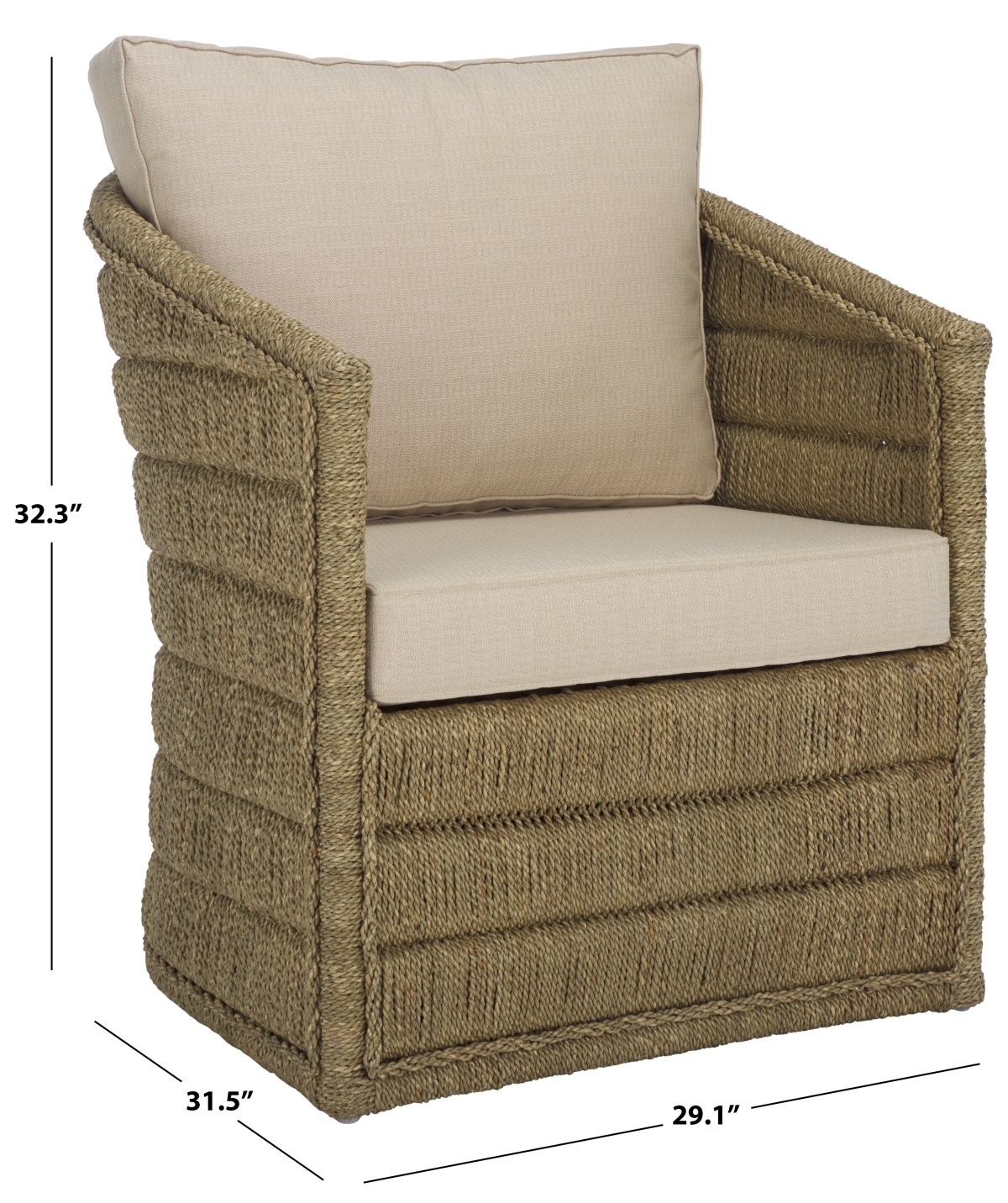 Aikan Woven Sea Grass Accent Chair - Natural / White - Image 9