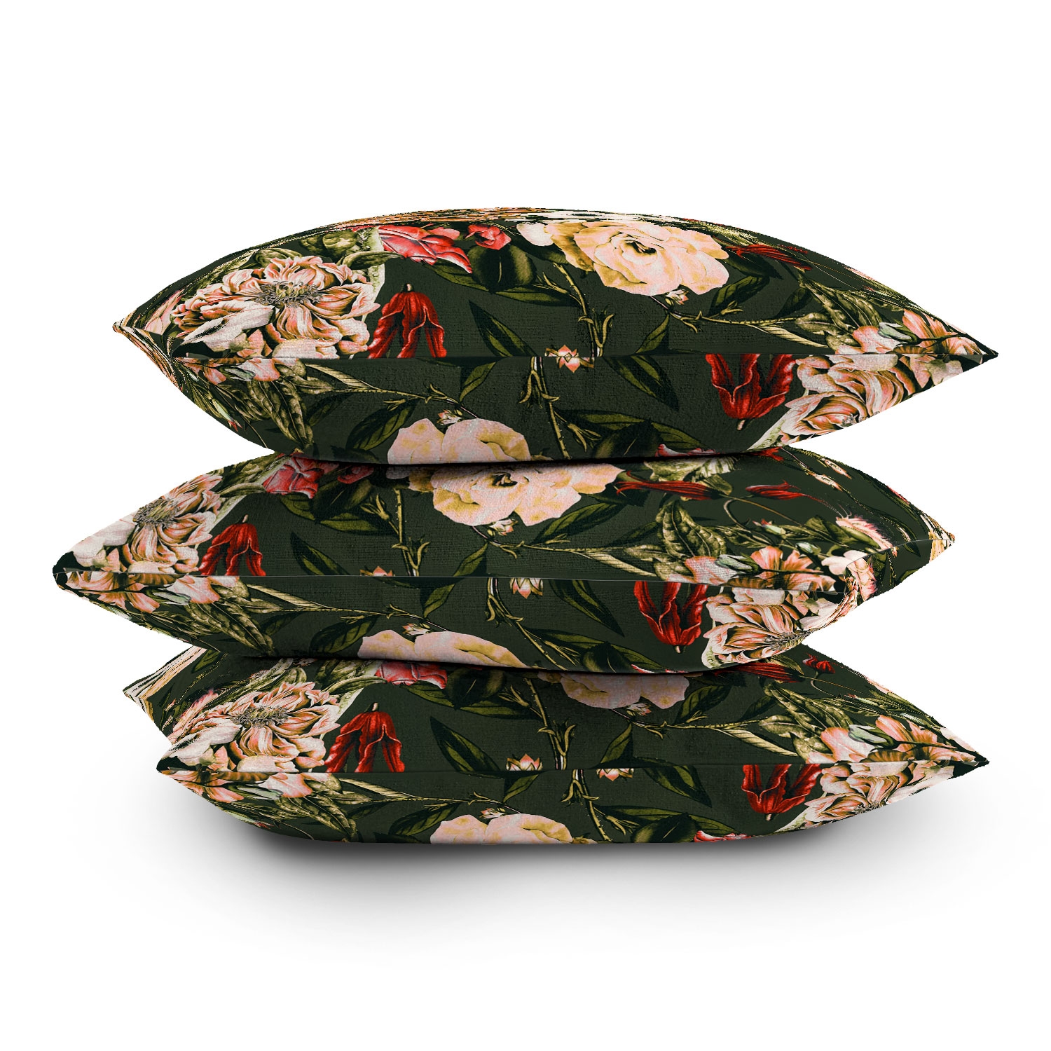 Dark Wild Floral 03 by Marta Barragan Camarasa - Outdoor Throw Pillow 18" x 18" - Image 2