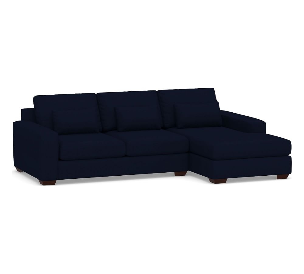 Big Sur Square Arm Upholstered Deep Seat Left Arm Loveseat with Chaise Sectional, Down Blend Wrapped Cushions, Performance Everydaylinen(TM) Navy - Image 0