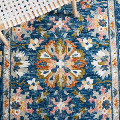 Oriental Hand Tufted Wool/Cotton Area Rug in White/Blue - Image 0