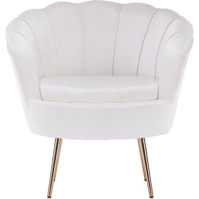 30-in. Faux Velvet Accent Chair With Gold Legs, White - Image 0