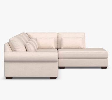 Big Sur Roll Arm Upholstered Deep Seat Left 3-Piece Bumper Sectional, Down Blend Wrapped Cushions, Performance Heathered Tweed Ivory - Image 3