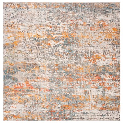 Gackle Abstract Gray/Orange Area Rug - Image 0