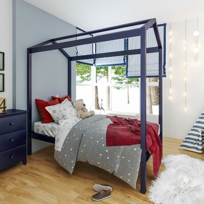 Brionna Solid Wood House Twin Platform Bed with Trundle - Image 0