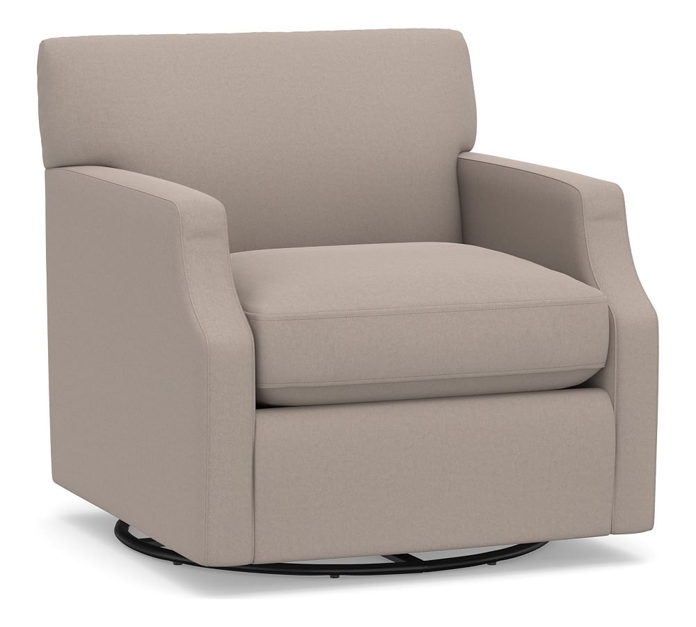 SoMa Hazel Upholstered Swivel Armchair, Polyester Wrapped Cushions, Performance Everydayvelvet(TM) Carbon - Image 0
