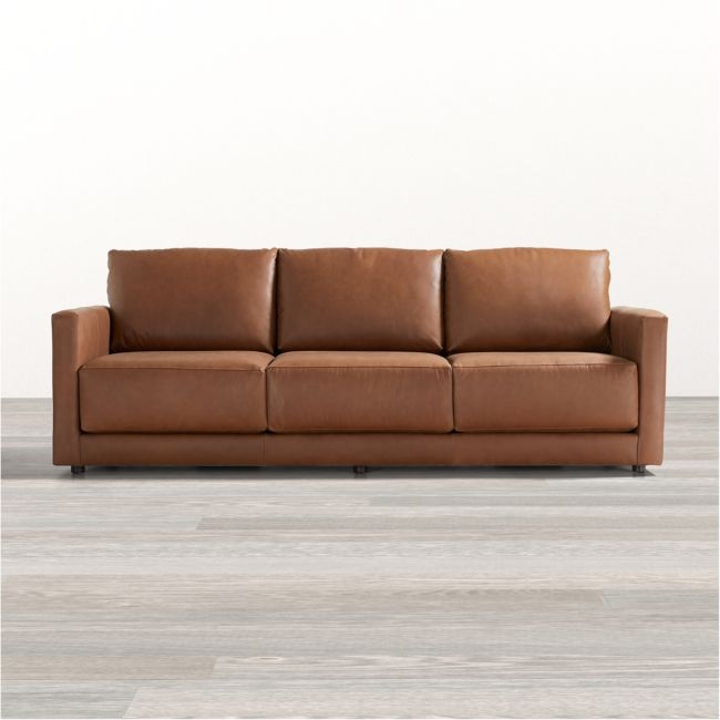 Gather 98" Petite Leather Sofa - Image 0