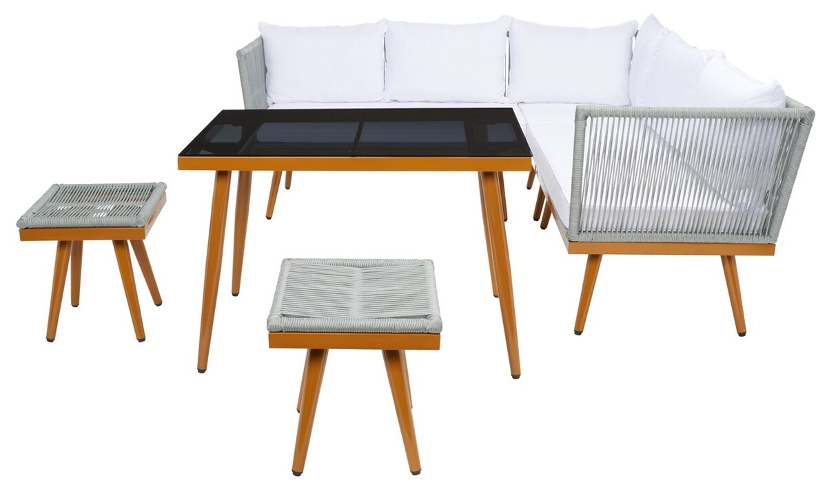 Romlin Outdoor Dining Set - Grey/White - Safavieh - Image 0