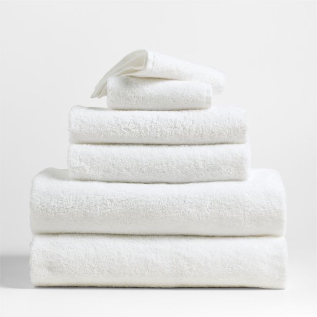 Dorm Turkish Organic Cotton Crisp White Bath Towel, Set of 6 - Image 0