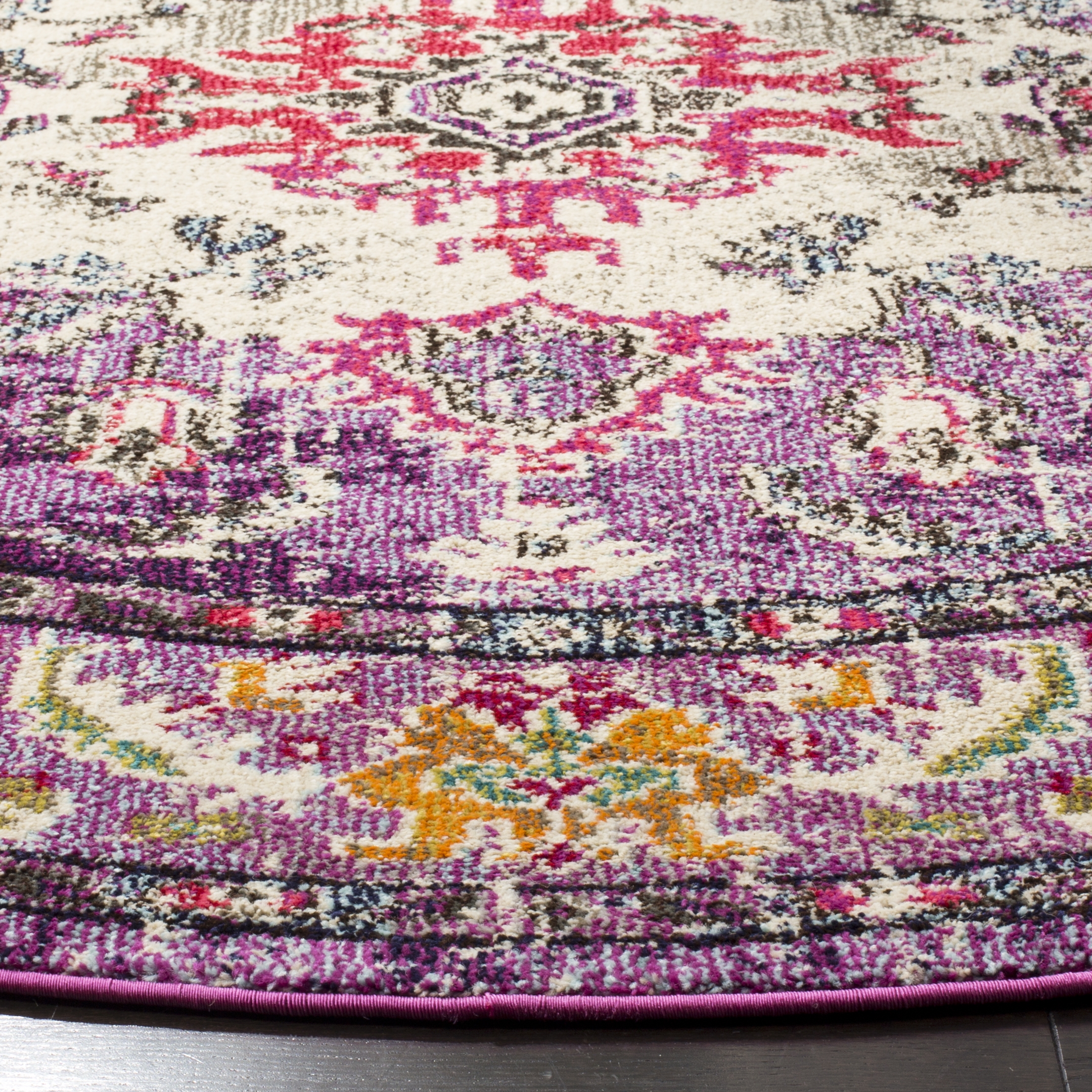 Arlo Home Woven Area Rug, MNC243P, Violet/Fuchsia,  6' 7" X 6' 7" Round - Image 2