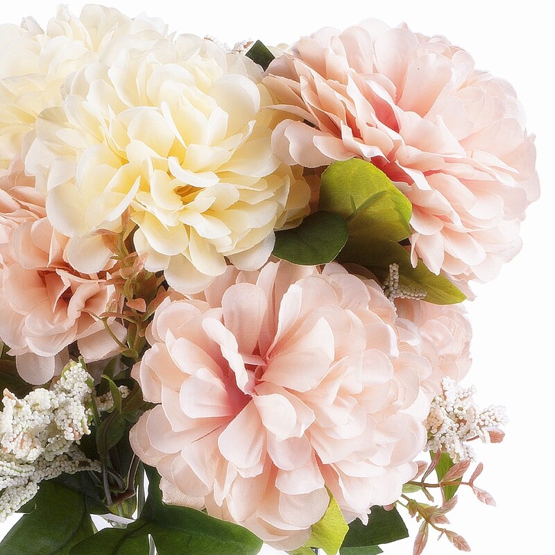 Dahlia Floral Arrangements in Vase, Cream & Pink - Image 2