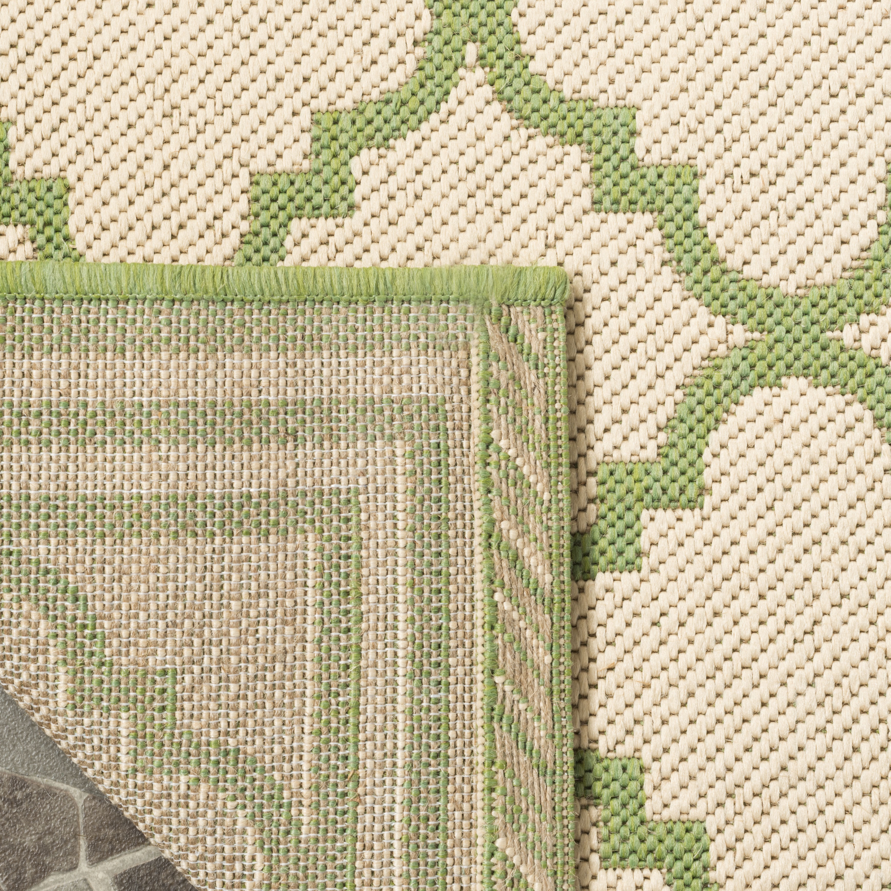 Arlo Home Indoor/Outdoor Woven Area Rug, LND121V, Cream/Olive,  2' X 8' - Image 3