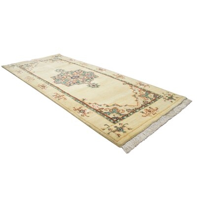 One-of-a-Kind Hand-Knotted 3' x 6' Wool/Viscose Area Rug in Beige - Image 0