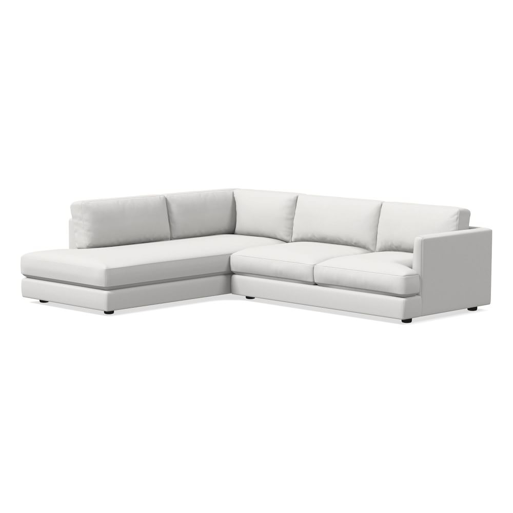 Haven 106" Left Multi Seat 2-Piece Bumper Chaise Sectional, Standard Depth, Performance Washed Canvas, White - Image 0