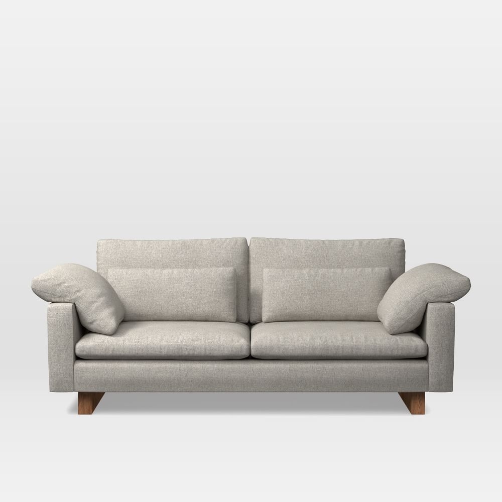 Harmony 82" Multi-Seat Sofa, Standard Depth, Twill, Dove, Dark Walnut - Image 0