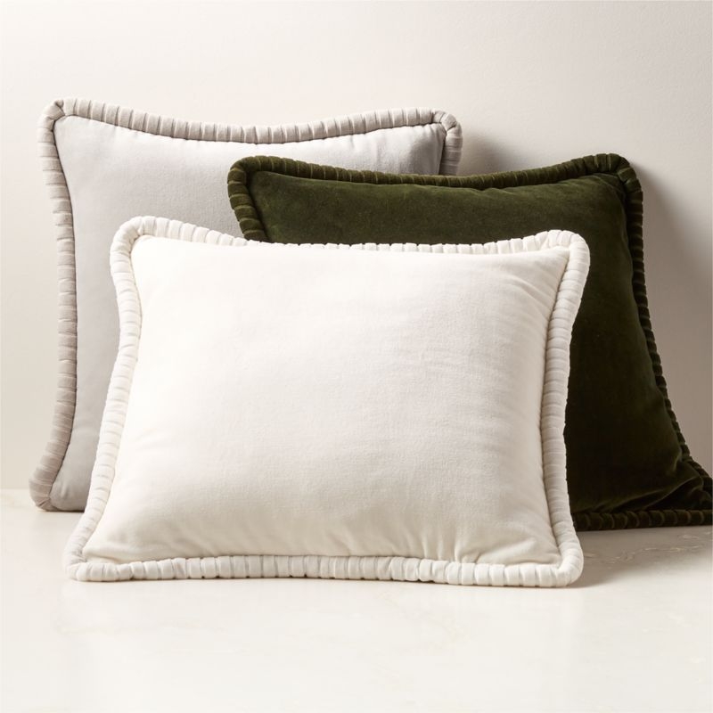 Brye Grey Velvet Throw Pillow with Feather-Down Insert 20"x20" - Image 2