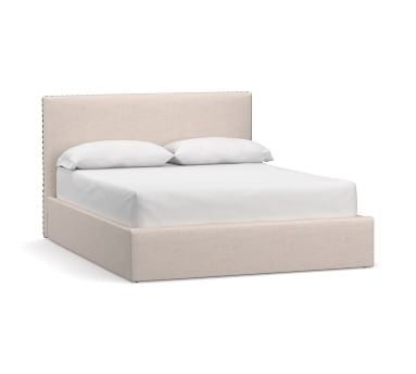 Raleigh Square Upholstered Low Platform Bed without Nailheads, King, Performance Heathered Velvet Olive - Image 5