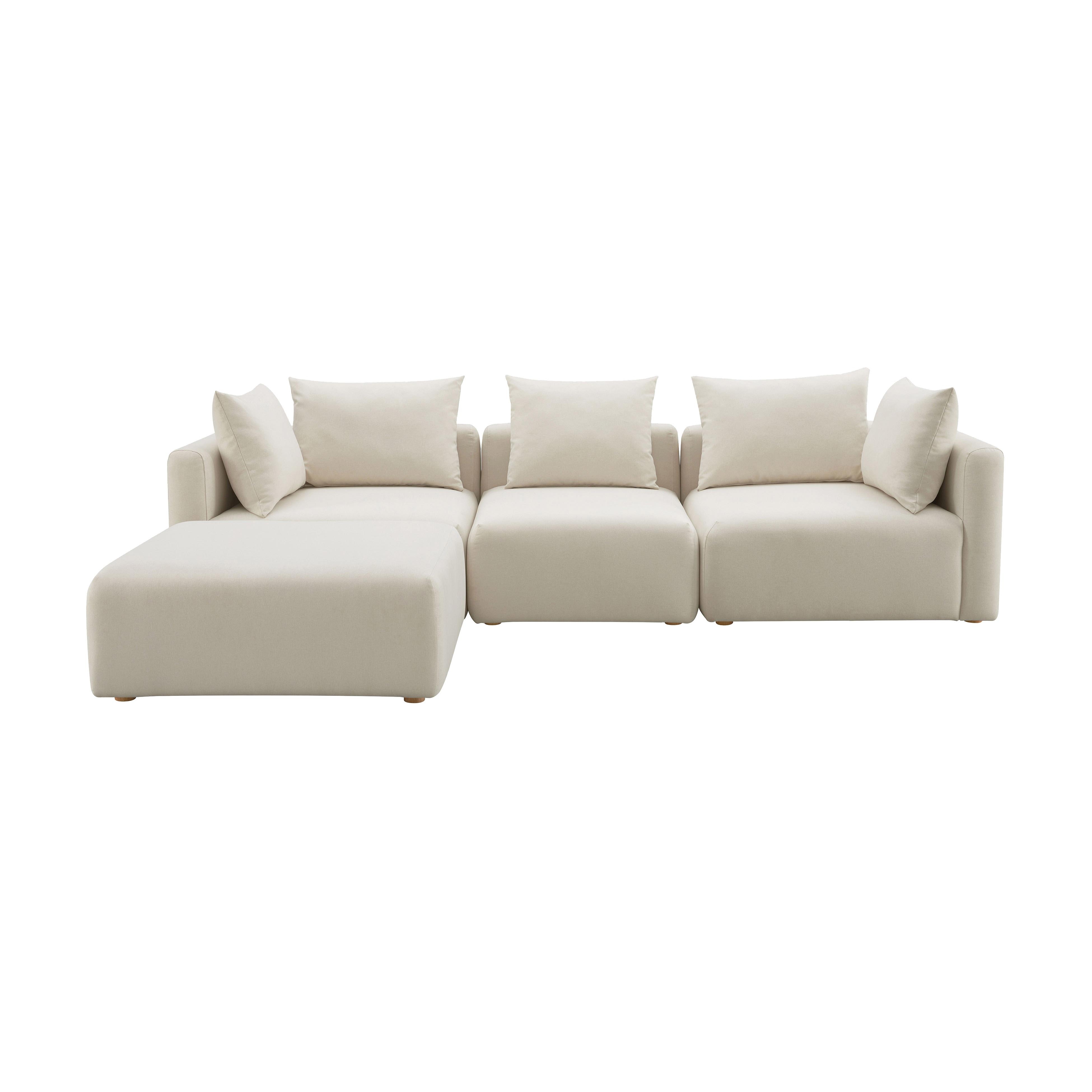 Hangover Cream Performance Linen 4-Piece Modular Sectional - Image 0