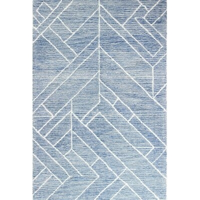 Chisa Geometric Hand-Tufted Wool Blue Area Rug - Image 0