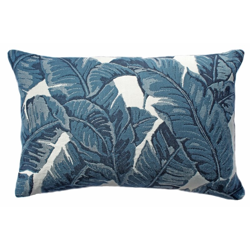 The Fabric Shoppe Tropics Sunbrella Indoor/Outdoor Floral Lumbar Pillow Color: Blue/White - Image 0