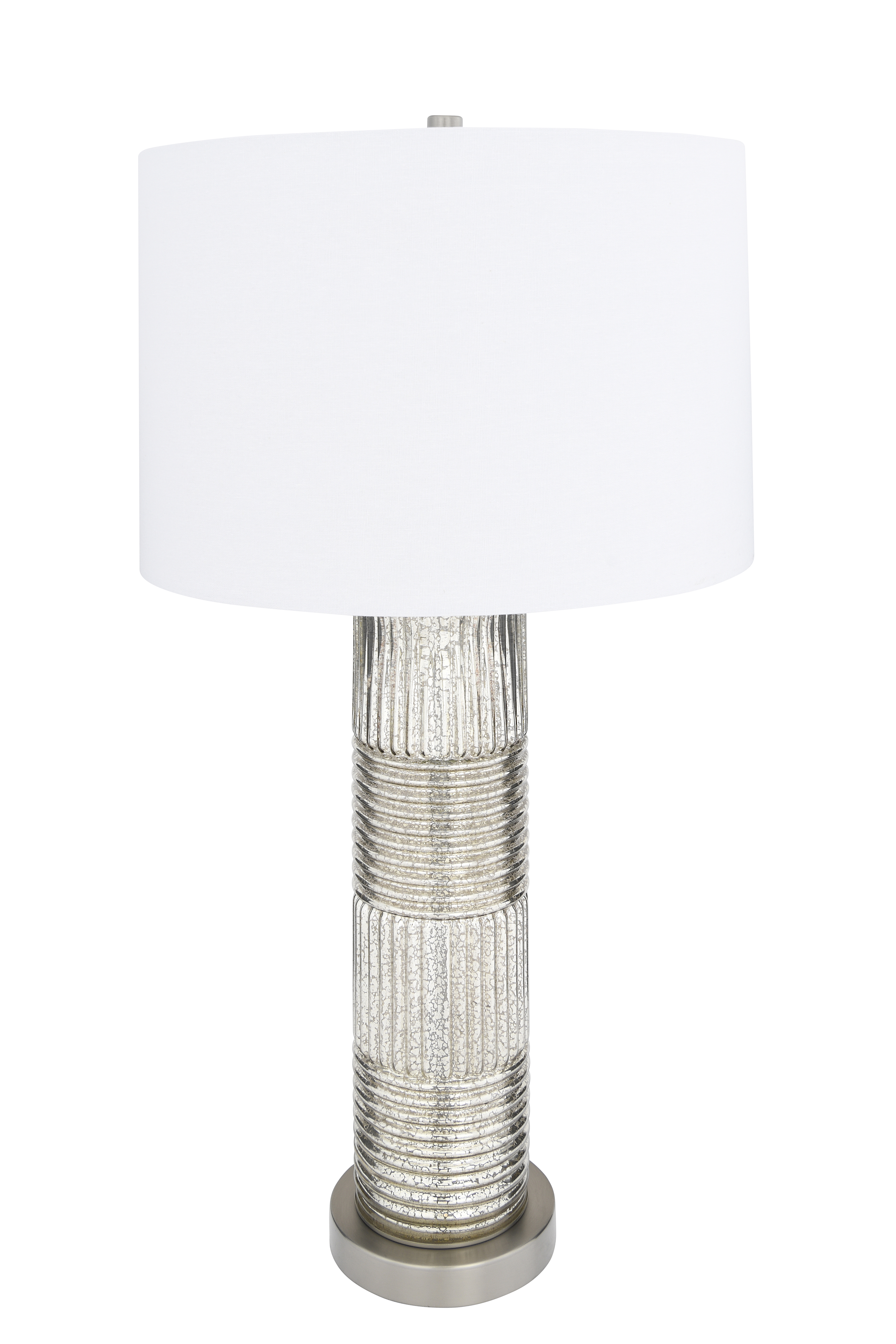 Reeded Glass Table Lamp on Metal Base - Image 0