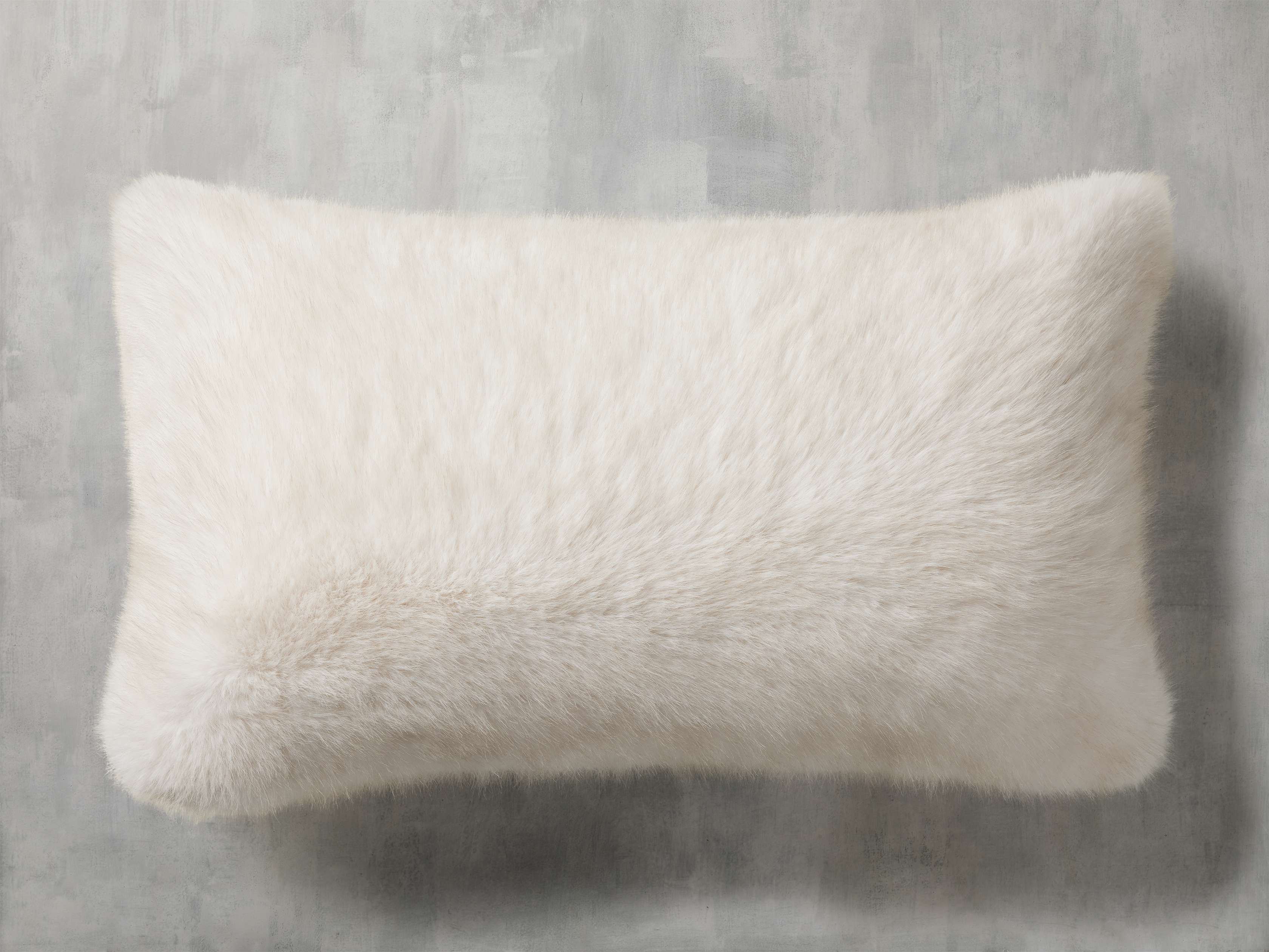 Fairbanks Lumbar Pillow Cover Faux Fur in White  Ivory - Image 0