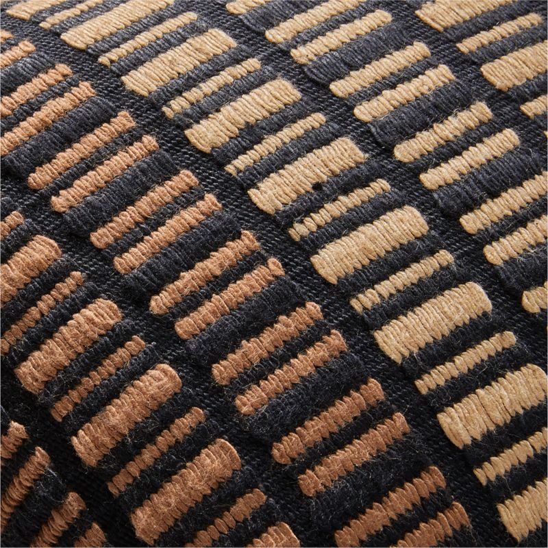 Liminal Woven Black and Neutral Silk Throw Pillow with Feather-Down Insert 20''x20" by Ackerman - Image 1