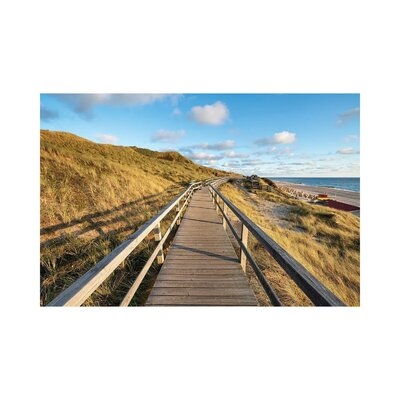Wooden Boardwalk Along The North Sea Coast, Island Of Sylt, Germany - Wrapped Canvas Print - Image 0