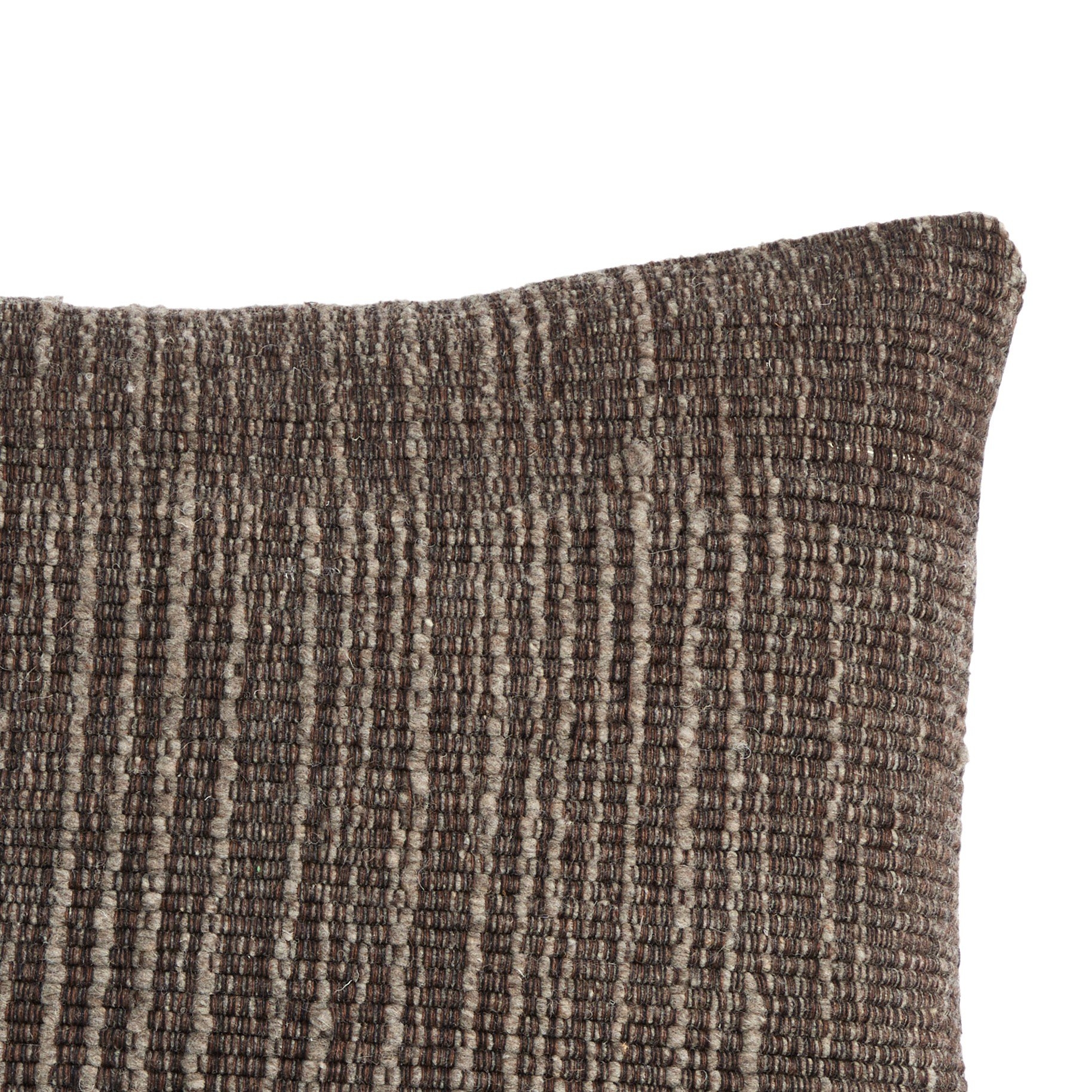 Handwoven Stripe Wool Pillow - Grey Wool - Image 3