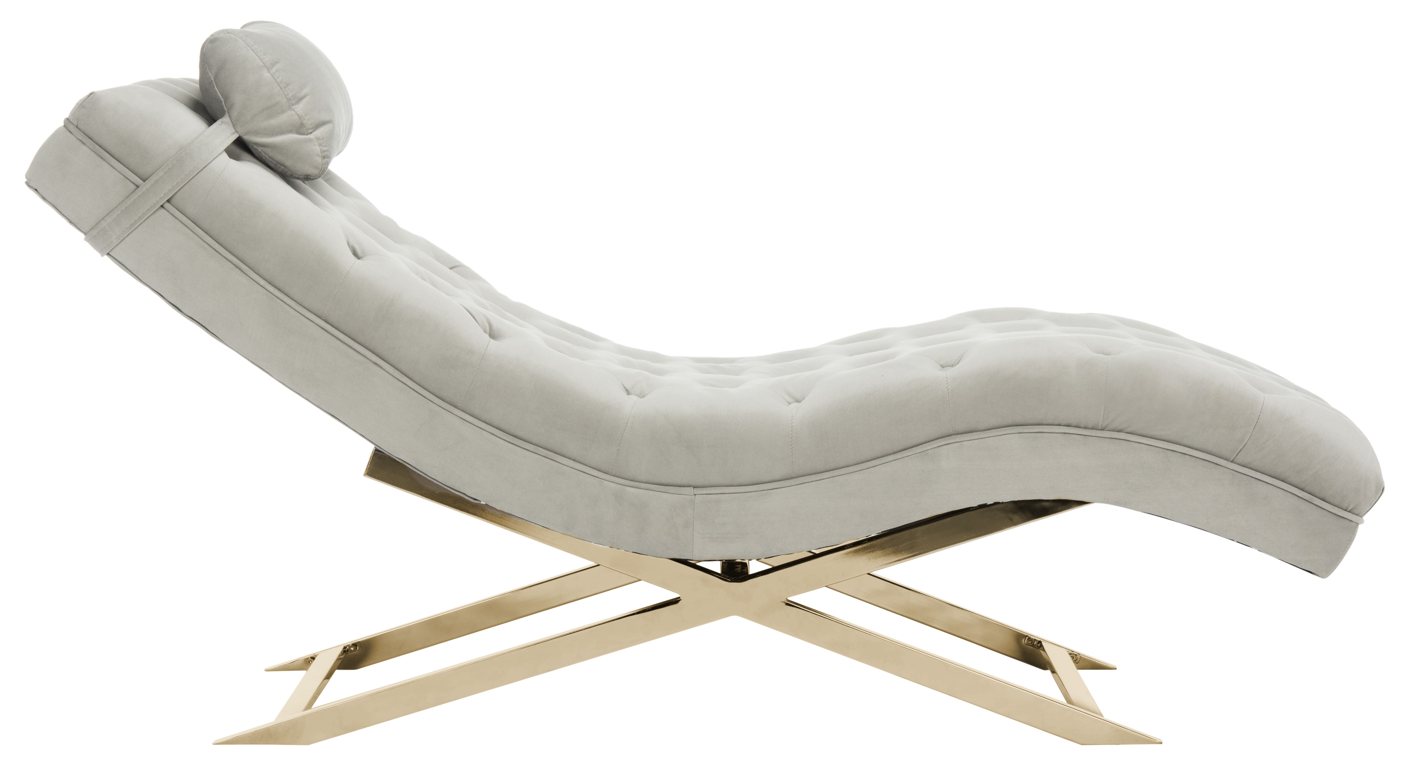 Monroe Chaise W/ Round Pillow - Grey/Gold - Arlo Home - Image 0