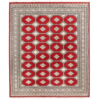 One-of-a-Kind Chimdindu Hand-Knotted New Age Jaldar Firebrick 6'8" x 8'2" Wool Area Rug - Image 0