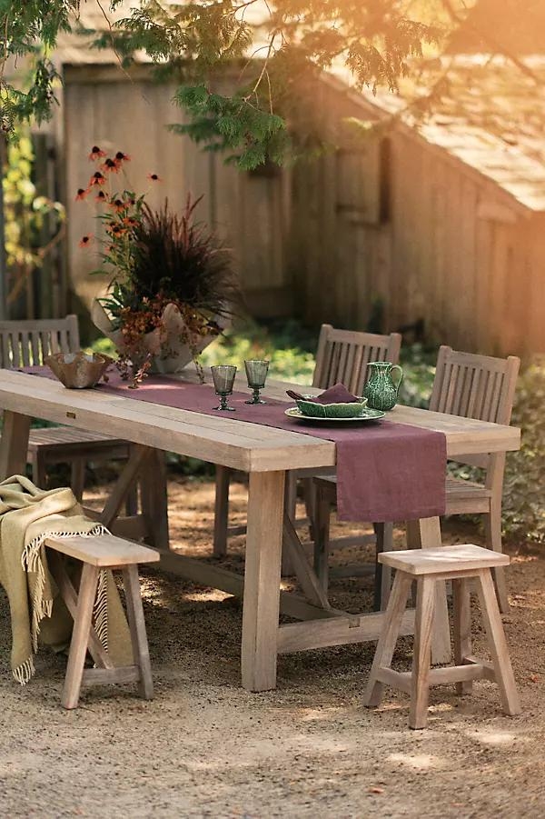 Braced Leg Teak Dining Table, 7' - Image 0