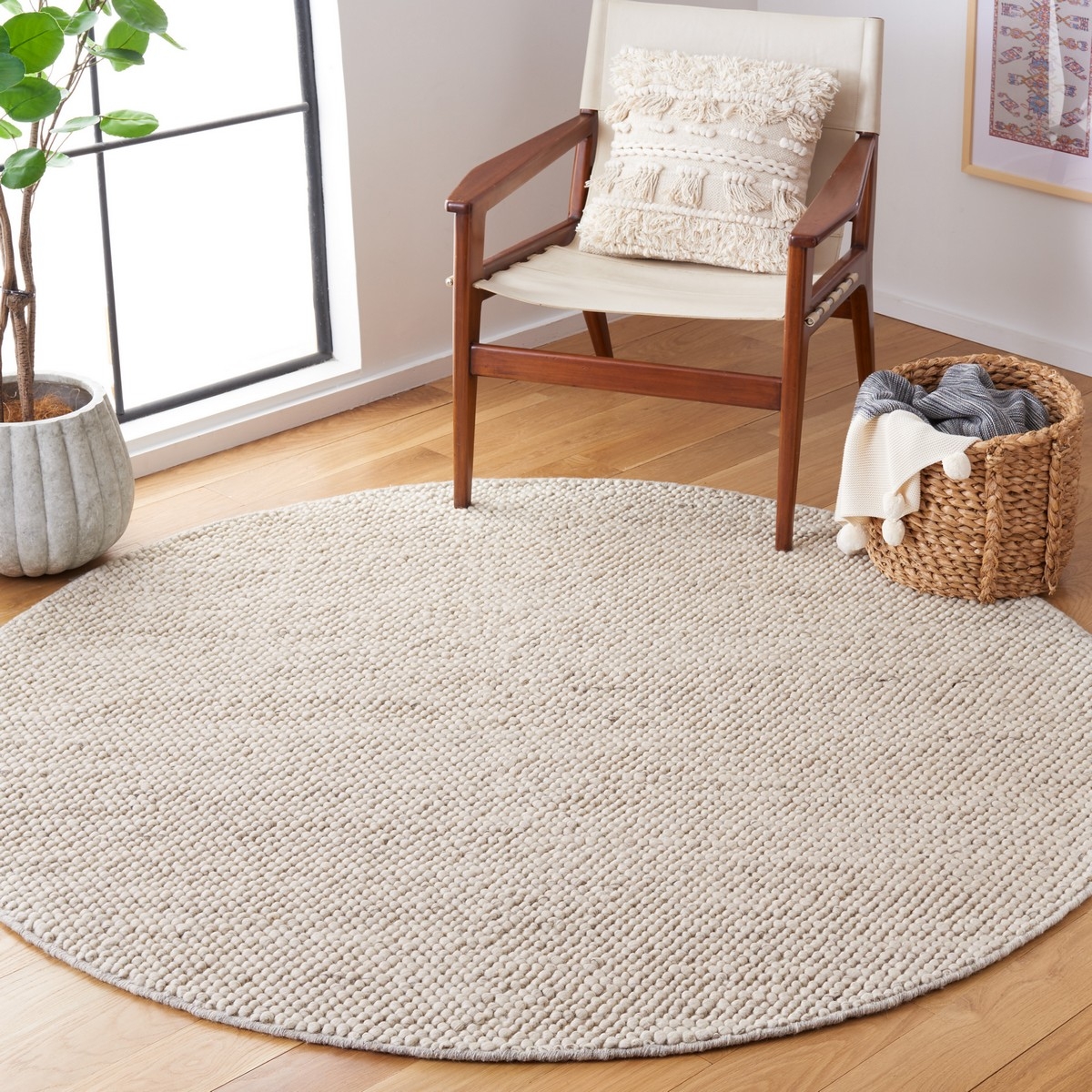 Safavieh Hand Woven Area Rug, NAT425F, Grey/Ivory, 8' X 8'  - Image 1