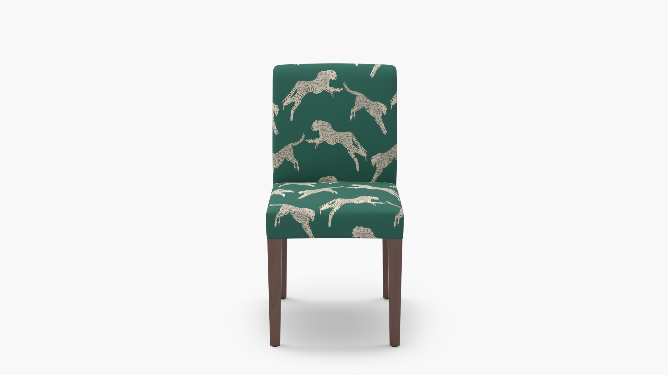 Signature Dining Chair, Polo Green Cheetah, Walnut Square Tapered Leg - Image 0