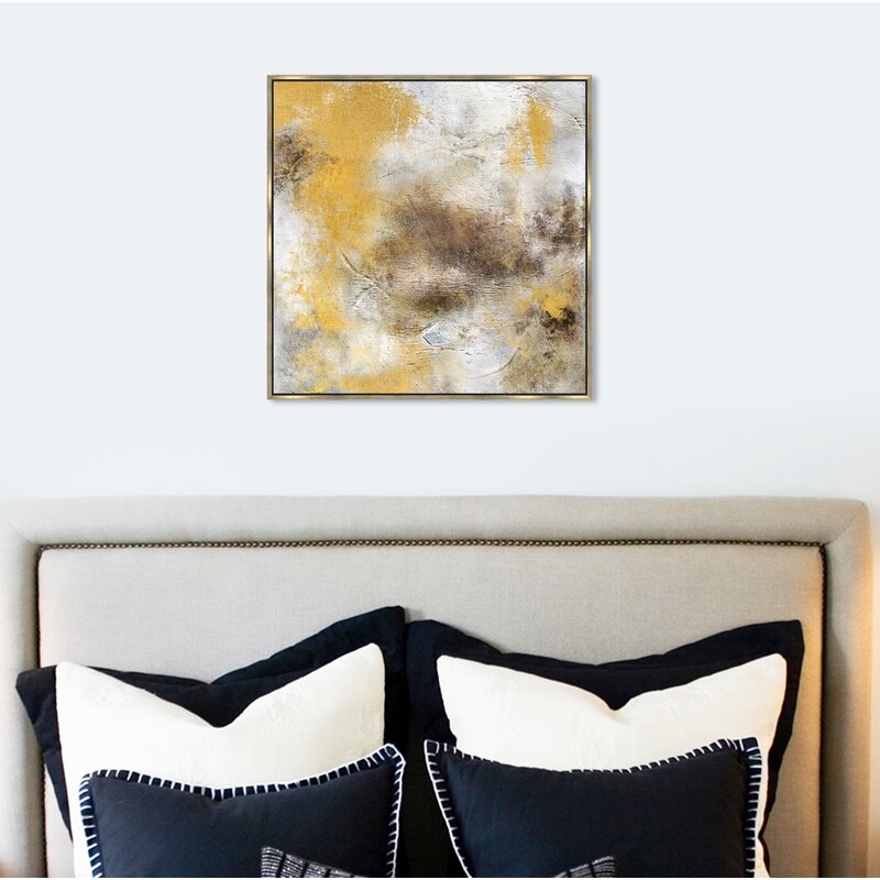  Signature 'Rising Gold Shades' Painting Print on Wrapped Canvas Size: 30" H x 30" W x 1.5" D - Image 0