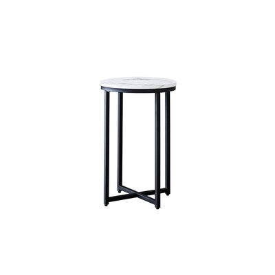 Classic And Simple End Table With Marble Pattern-Black - Image 0