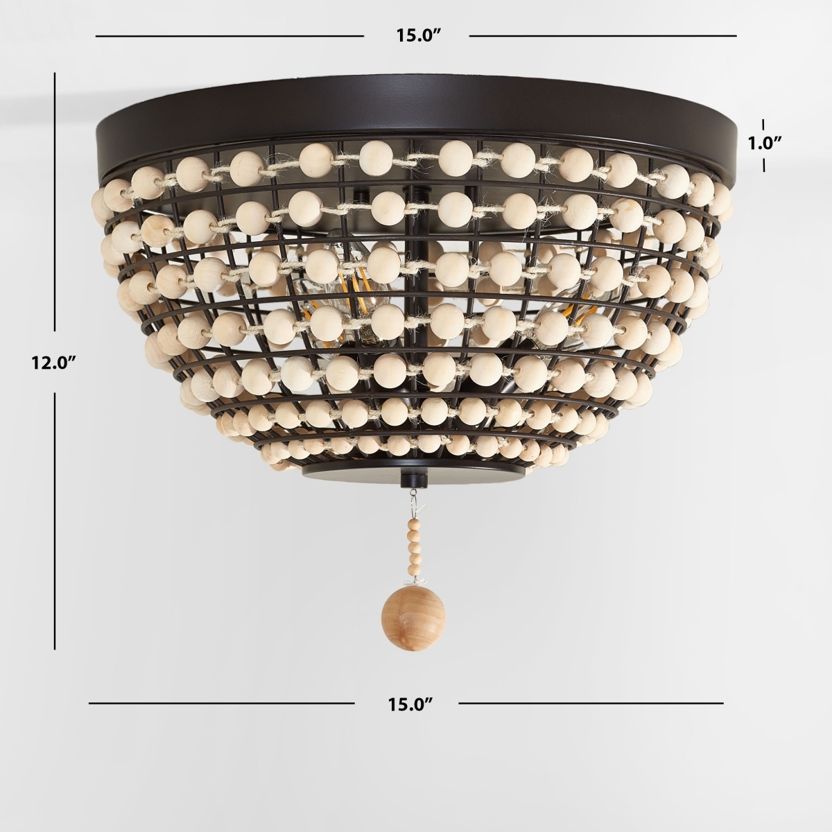 Bolson 3Lt 15" Flush Mount - Bronze/Natural - Safavieh - Image 9