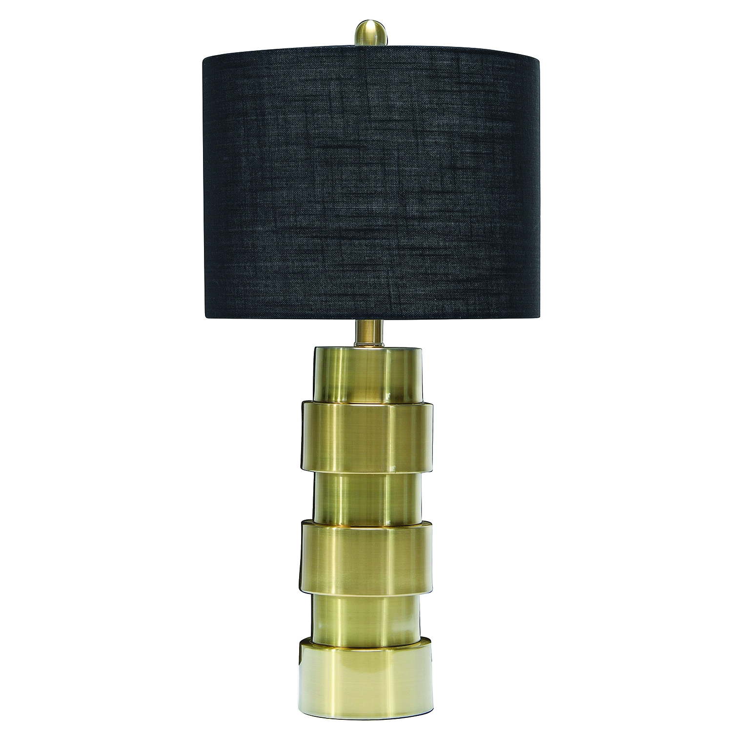Brass Metal Stacked Column Table Lamp - Image 0