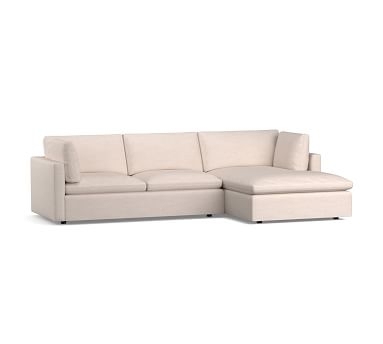 Bolinas Upholstered Left Arm Sofa with Chaise Sectional, Down Blend Wrapped Cushions, Performance Heathered Basketweave Alabaster White - Image 3