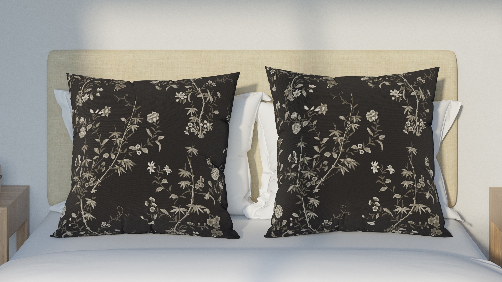 Throw Pillow 26", Black Bamboo Garden, 26" x 26" - Image 2