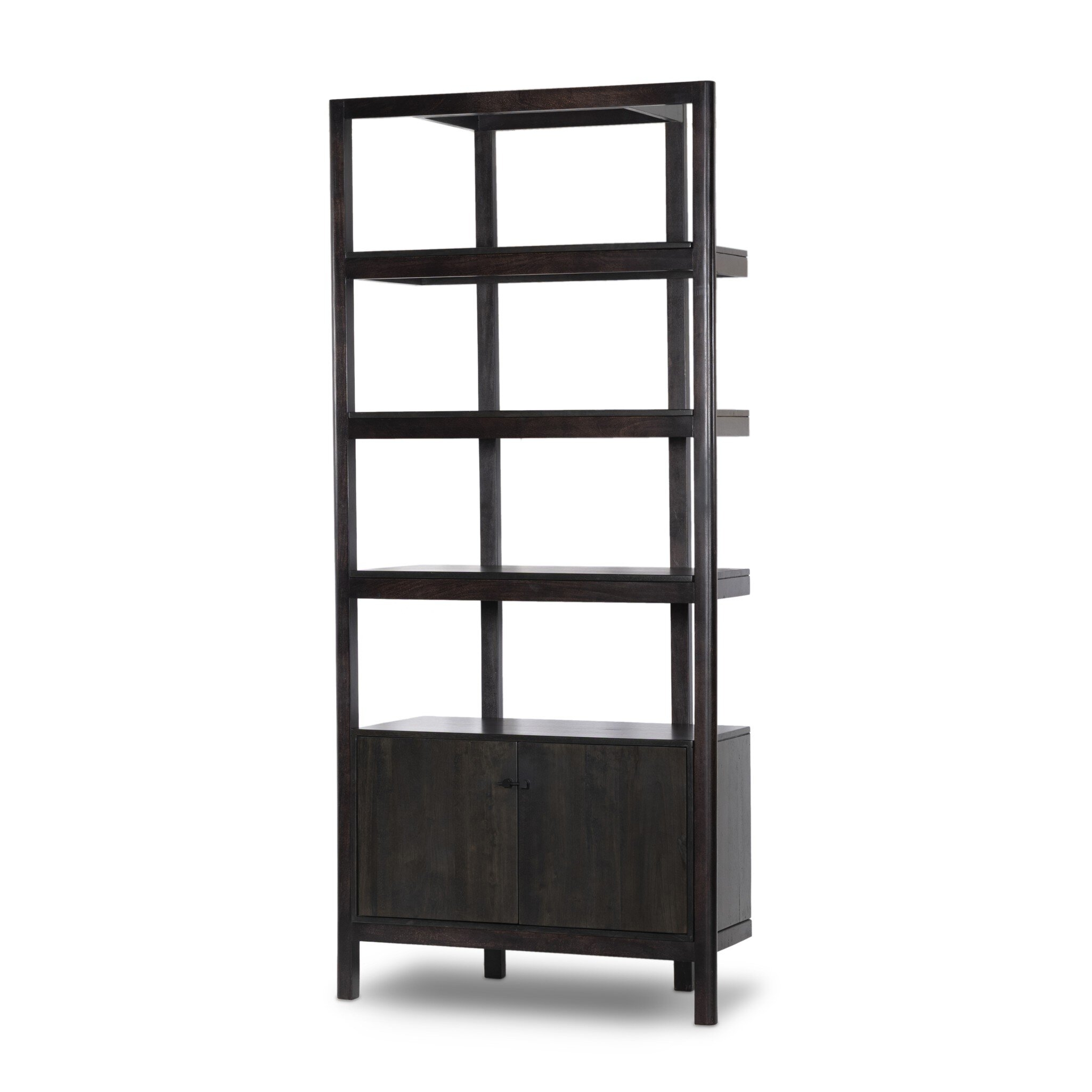 Reza Bookcase - Worn Black Acacia - Image 1